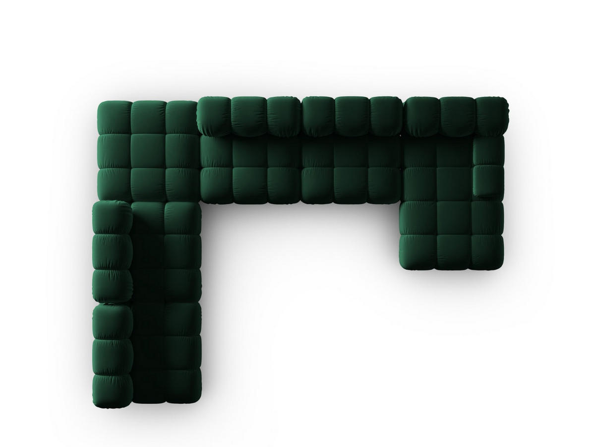MODULARES-PANORAMASOFA links Bellis aus Samt flaschengrün 7 Sitzplätze - Grün, Textil (282/63/379cm) - Micadoni