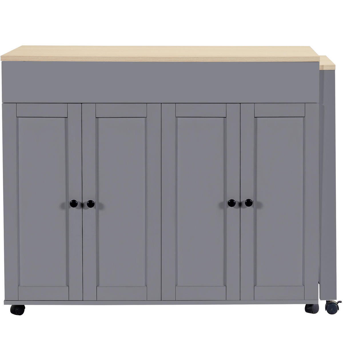 KÜCHENINSEL ausziehbar 117-180/50/94,6 cm Grau mit Stauraum, 6 Ablagefächern und Rollen - Grau, Holz/Holzwerkstoff (180/94.6/50cm) - Oxeza