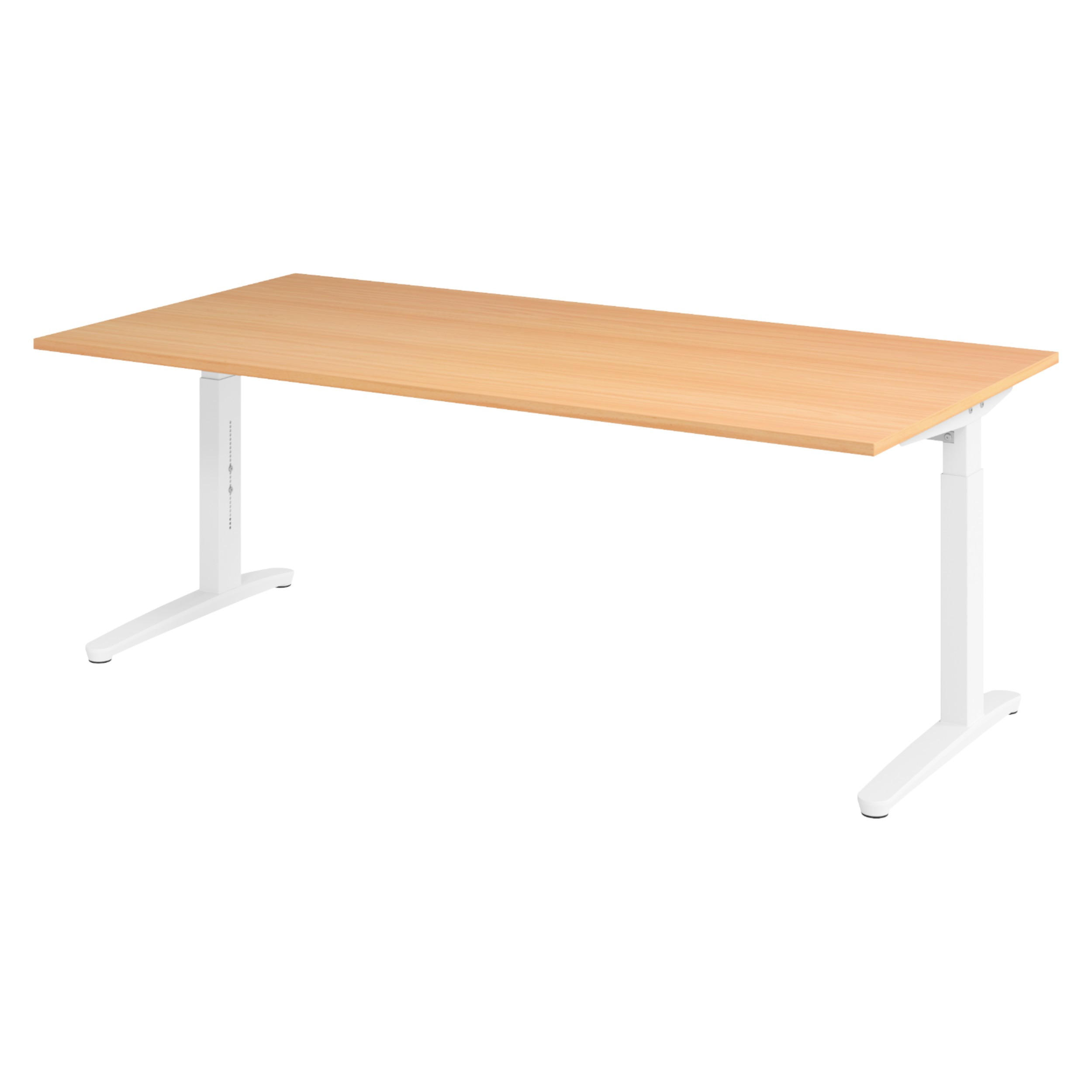 SCHREIBTISCH Serie-XB 100/200/74 cm in Buchefarben/Weiß - Buchefarben/Weiß, Holzwerkstoff (100/200/74cm) - bümö