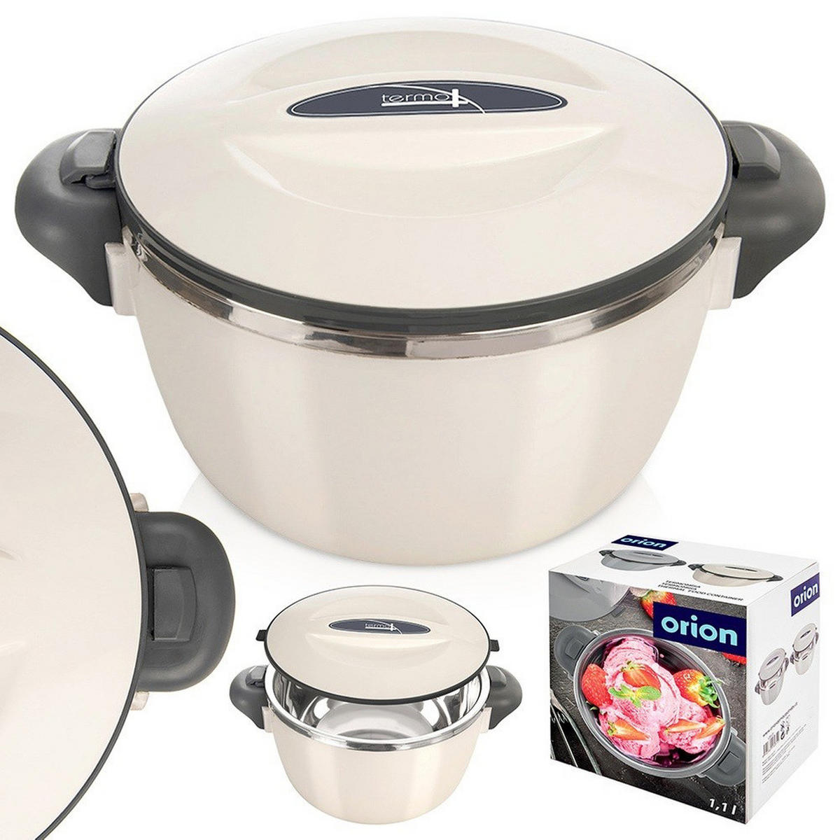LUNCHTHERMOSKANNE Termo Edelstahl 900 ml - Creme, Kunststoff (22/10.5/18cm) - Orion 