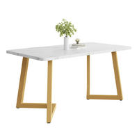 ESSTISCH 117 x 68 cm MDF Marmoroptik Gold-Weiß - Goldfarben, Metall (117/68/75cm) - Meubliv