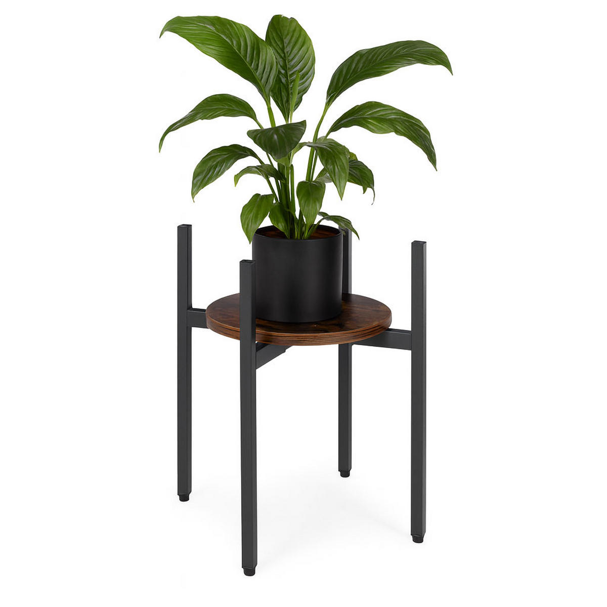 BLUMENSTÄNDER RONDO Braun - Schwarz - Schwarz/Braun, Holzwerkstoff/Metall (35/35/41.5cm) - Mat-Haus