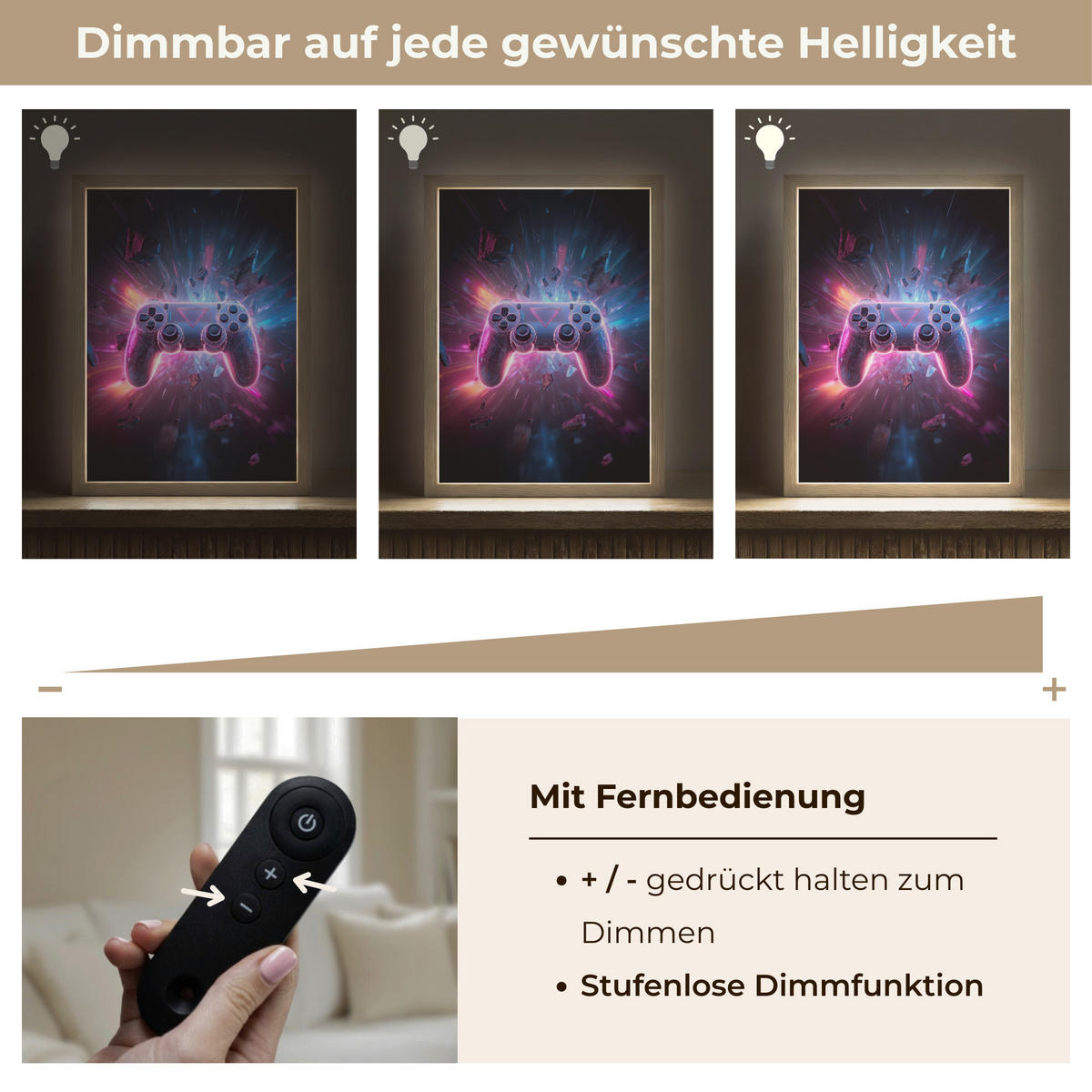 NÁSTĚNNÁ LAMPA S AKUMULÁTOREM Controller - Neon - Explosion - Abstraktní 30x40 cm - fialová, kompozitní dřevo (30/40/8cm)