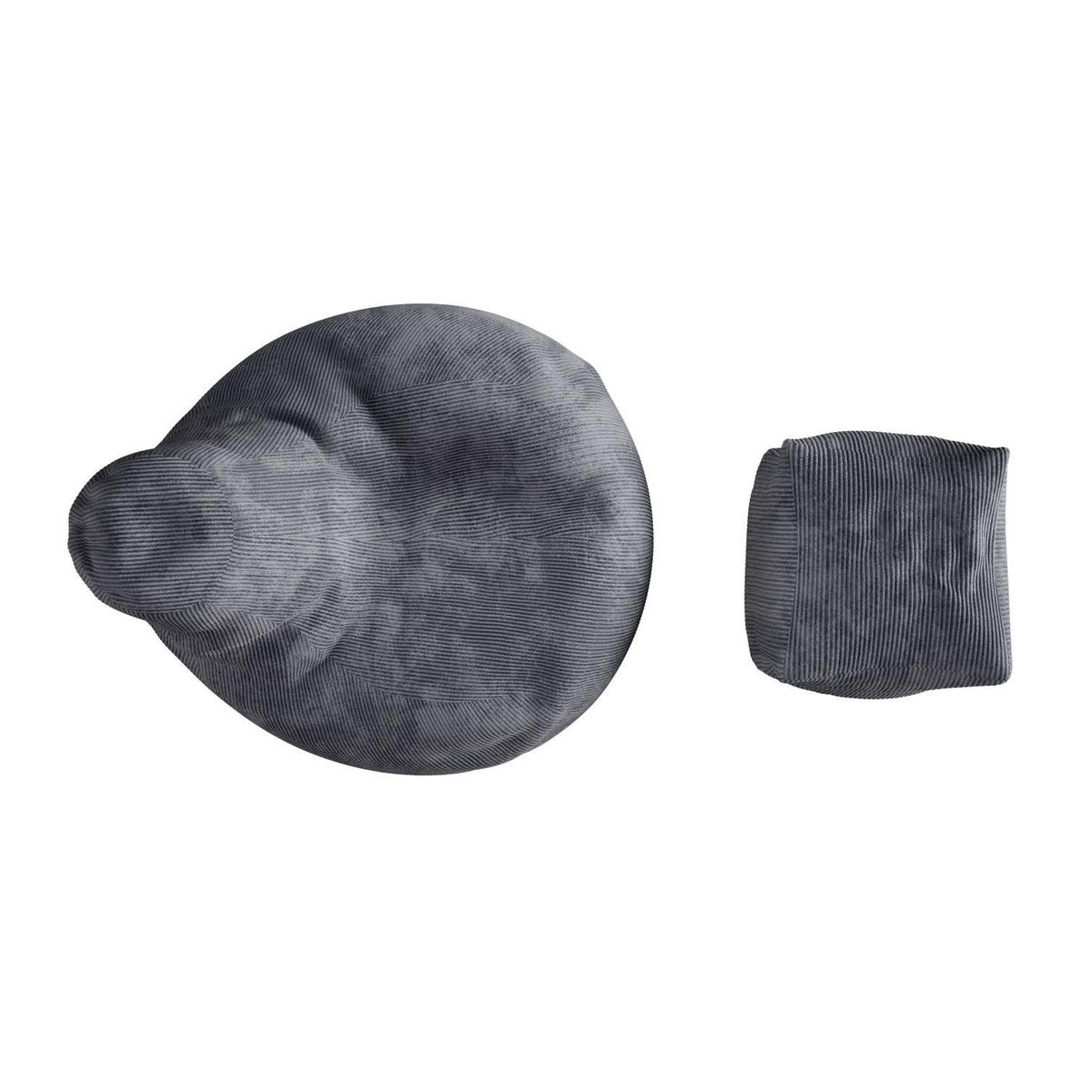 SITZSACK Chillex mit Hocker L Cord dunkelgrau - Dunkelgrau, Textil (75/84/79cm) - Juskys