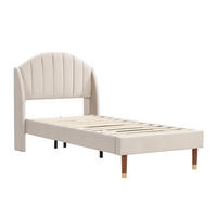 POLSTERBETT 90/200 cm in Beige aus Samt mit Lattenrost und gepolstertem Kopfteil - Beige, Textil (90/200cm) - Flora Grace