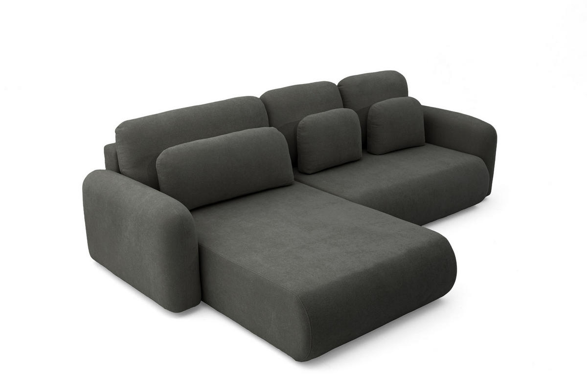 ECKSOFA NEST Universal mit Liegeflache 157x240 cm - Dunkelgrau, Textil (280/187cm) - Muffo