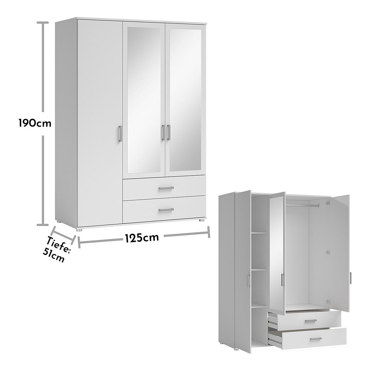 DREHTÜRENSCHRANK - Spanplatte - Silberfarben/Weiß, Holzwerkstoff/Kunststoff (125/190/51cm) - home24