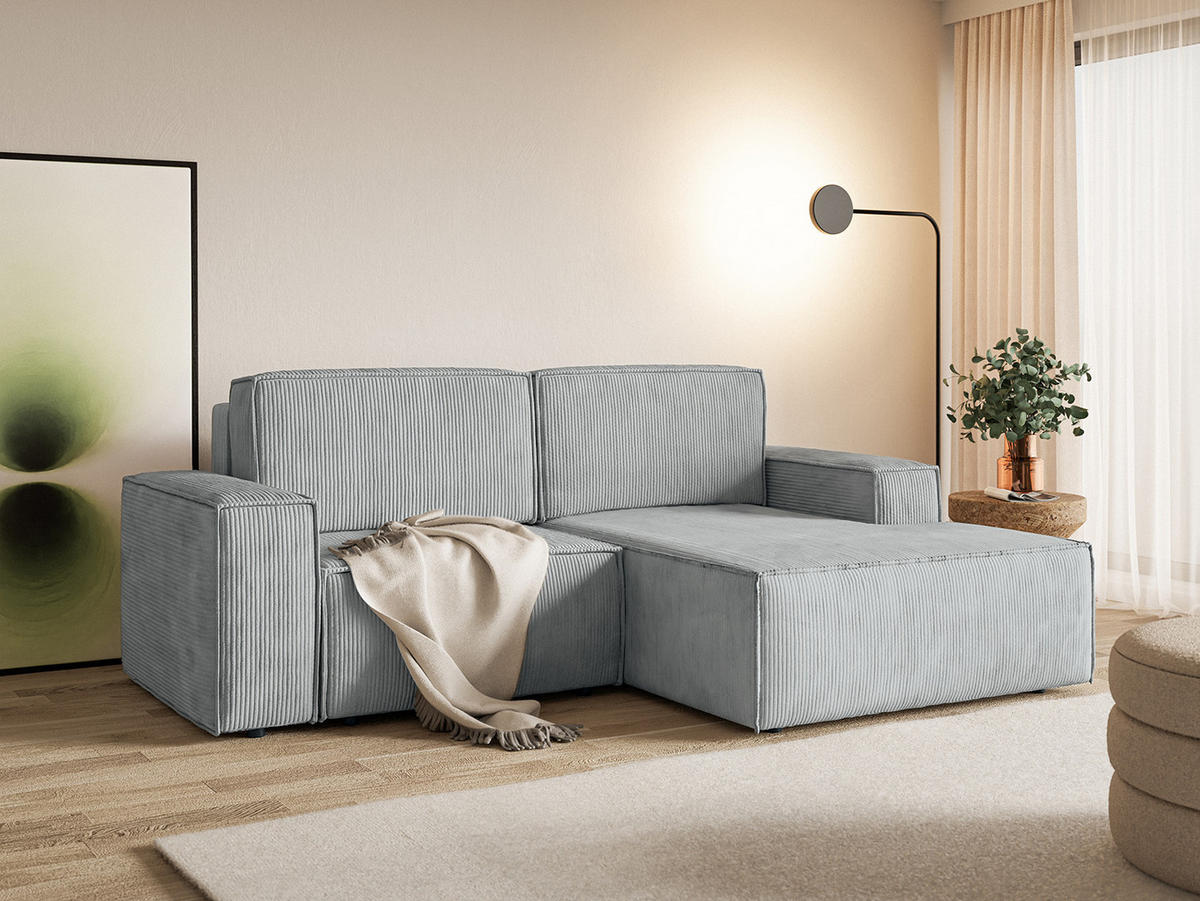 ECKSOFA KOKKO MINI mit Schlaffunktion, Hellgrau - Hellgrau, Textil (240/167cm) - Fedve