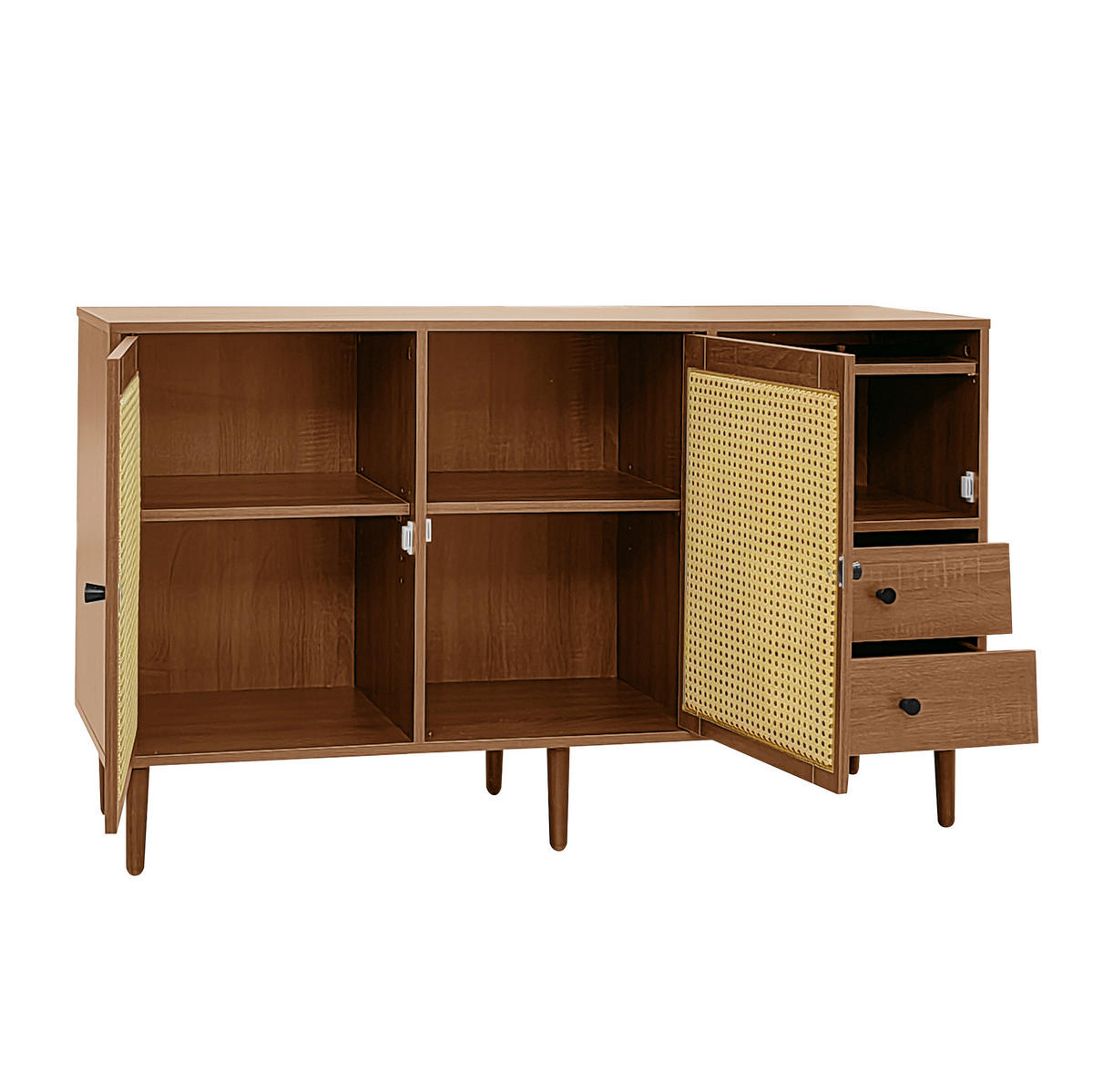 SIDEBOARD 130/40/75.5 cm Holzfarbe aus Spanplatte mit Rattantüren - Eichefarben, Holzwerkstoff (40/75.5/130cm) - OKMYHOME