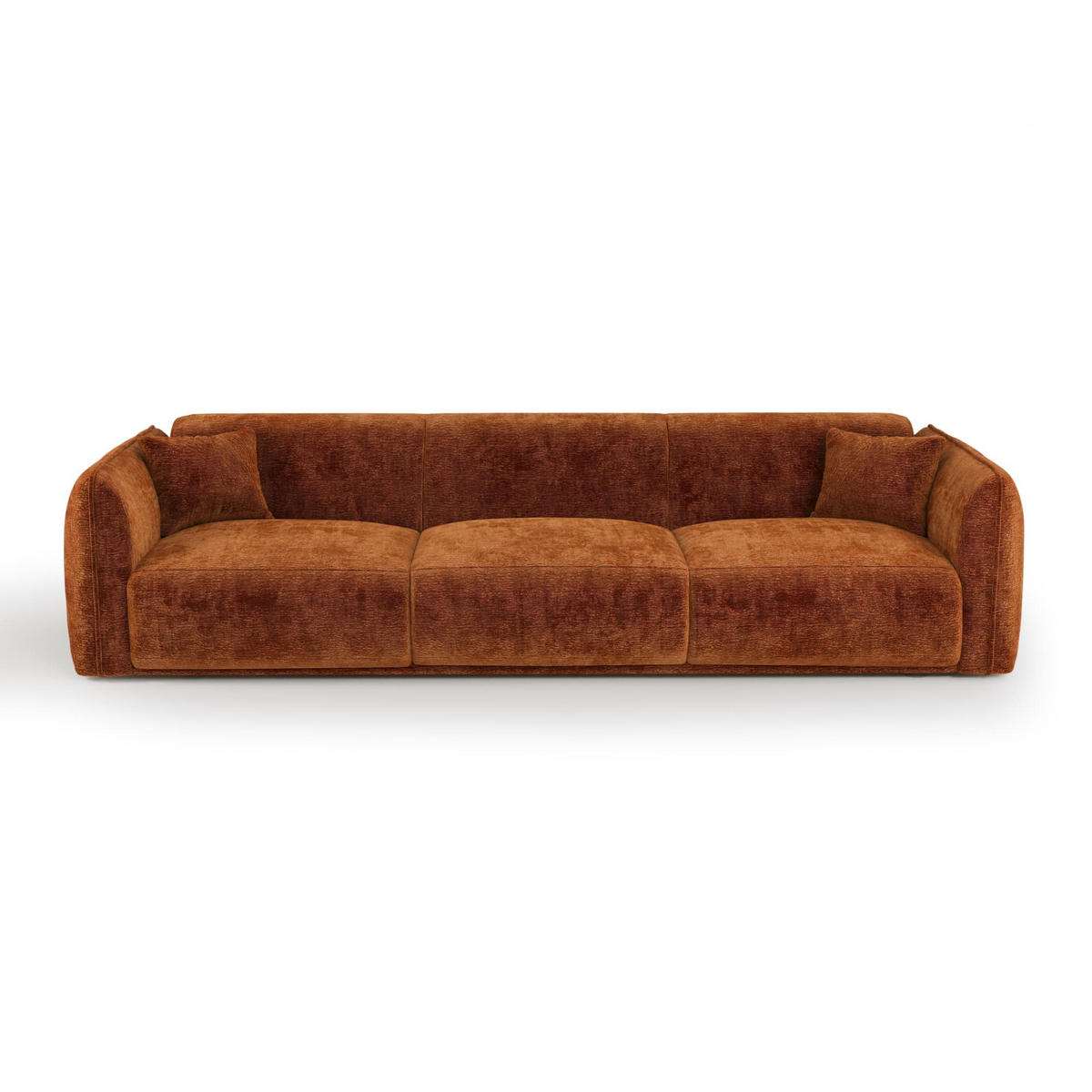 SOFA LUSH Gemusterter Samt Terrakotta 235cm - Dunkelorange/Terracotta, Textil (235/80/90cm) - Premium Interiors