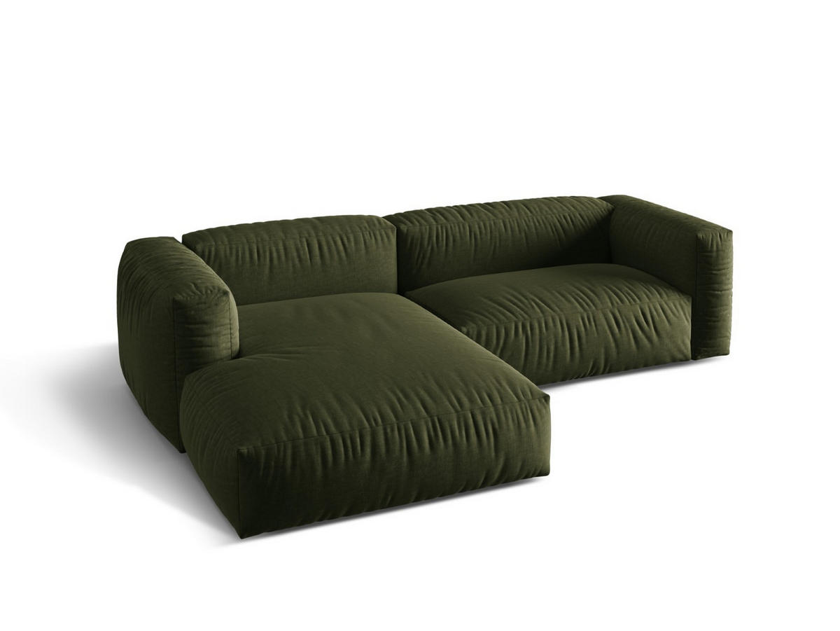 ECKSOFA modular links Martina aus strukturiertem Stoff grün 2 Sitzplätze - Grün, Textil (176/283cm) - Micadoni