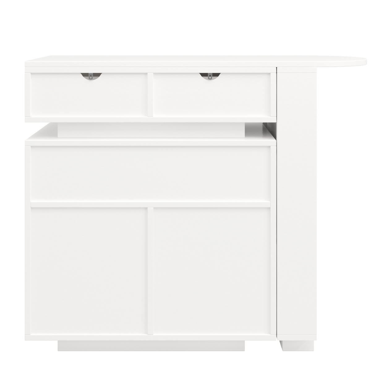 BARTISCH Weiß 115-183/40/99,5 cm - Weiß, Holzwerkstoff (115/99.5/40cm) - PANGIVO