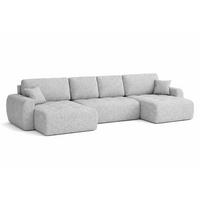 ECKSOFA Mit Schlaffunktion Und Bettkasten U-Form Ivo U, Chenillestoff Artico, Cement - Hellgrau, Holz (342/142cm) - Kaiser Möbel