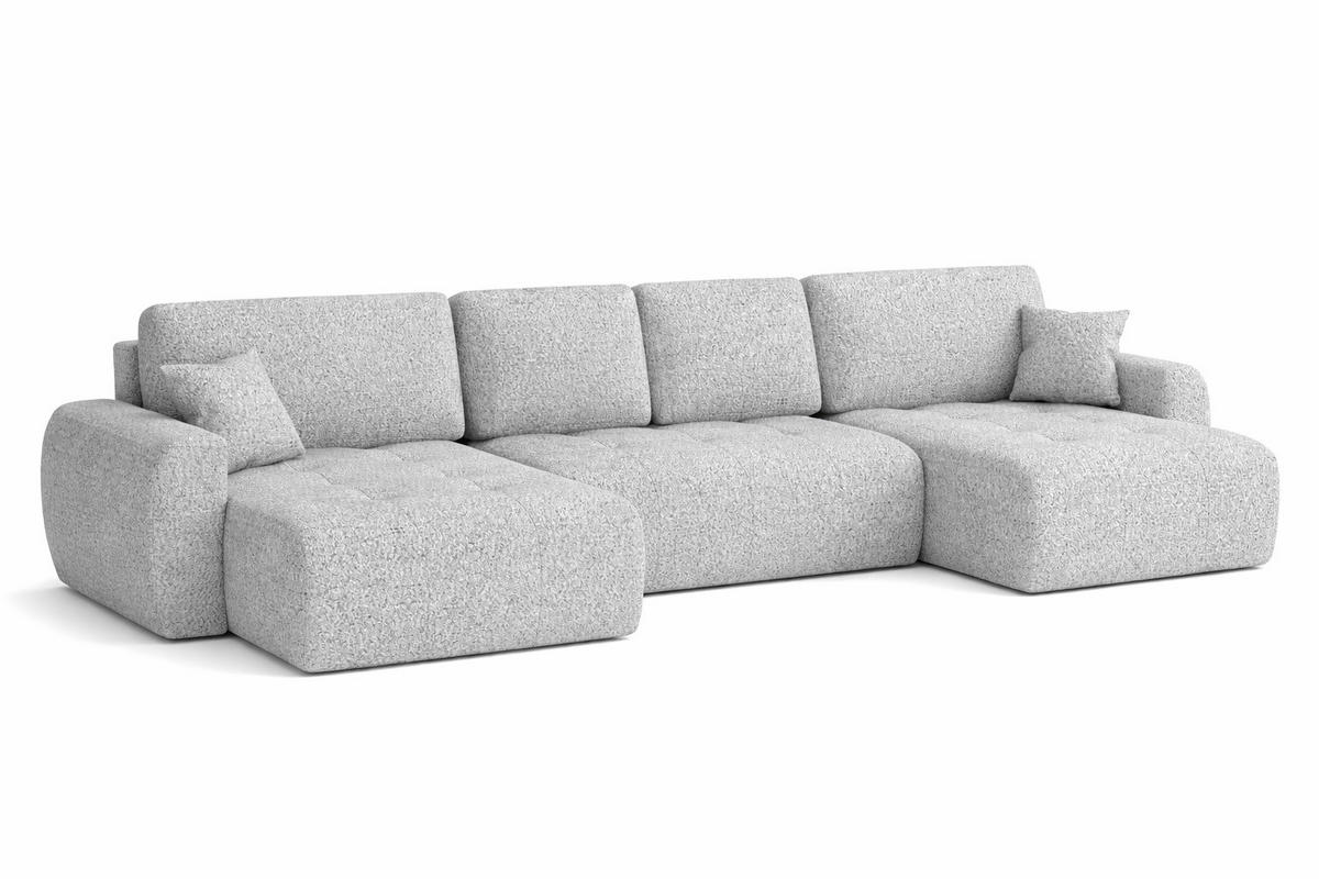 ECKSOFA Mit Schlaffunktion Und Bettkasten U-Form Ivo U, Chenillestoff Artico, Cement - Hellgrau, Holz (342/142cm) - Kaiser Möbel