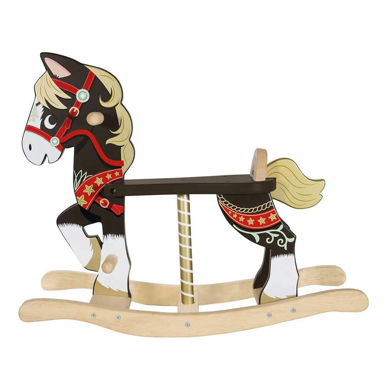 SCHAUKELPFERD Karussell, Holz, bunt - Braun, Holz (24/53/65cm) - Le Toy Van