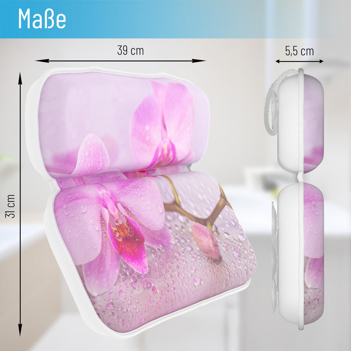 BADEWANNENKISSEN Blooming - Rosa, Kunststoff (39/5.5cm) - Sanilo