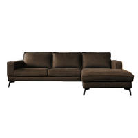 ECKSOFA BLOOM Dunkelbraun Leder - Dunkelbraun/Schwarz, Leder/Metall (276/177cm) - KAWOLA