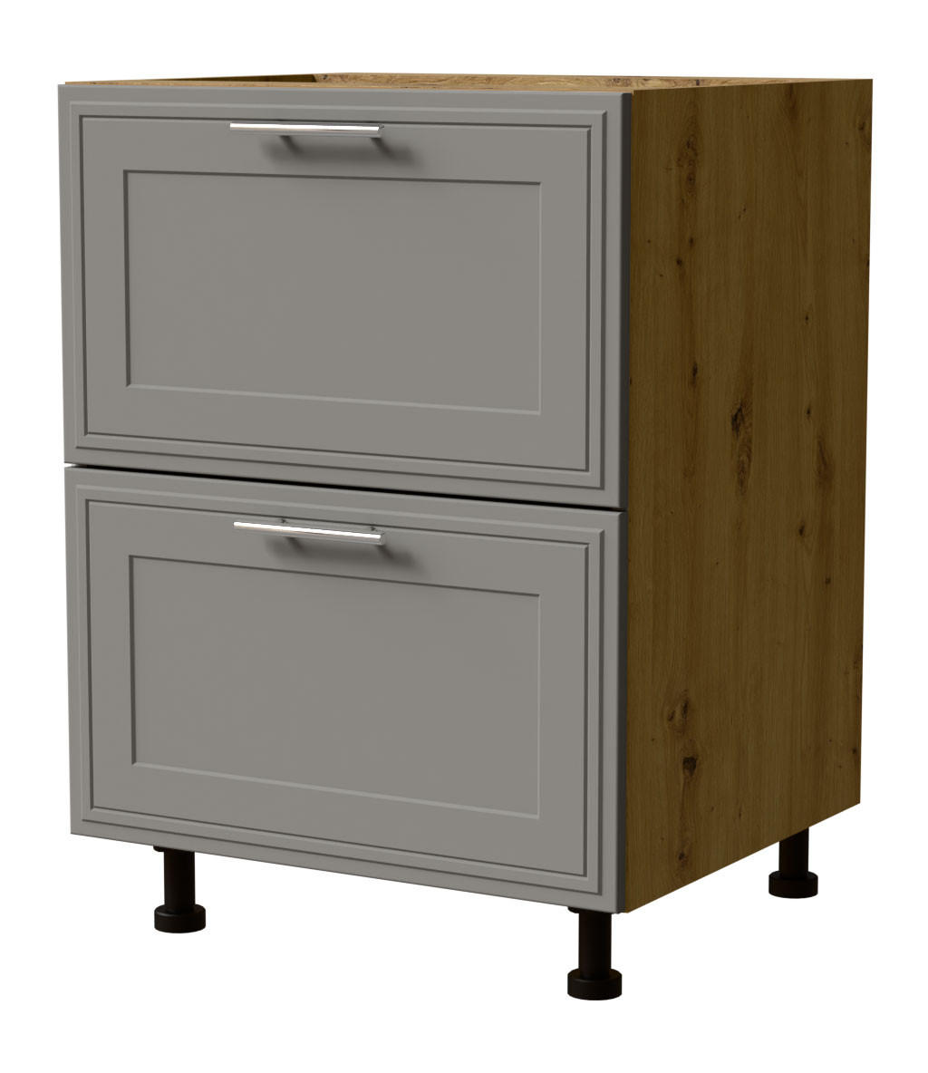 SCHUBLADENUNTERSCHRANK Salo D2/60 Eiche Artisan / Dust Grey Matt 60 / 50 / 82cm - Blum Teilauszug - Eiche Artisan/Grau, Holz/Holzwerkstoff (60/82/50cm) - Feldmann-Wohnen