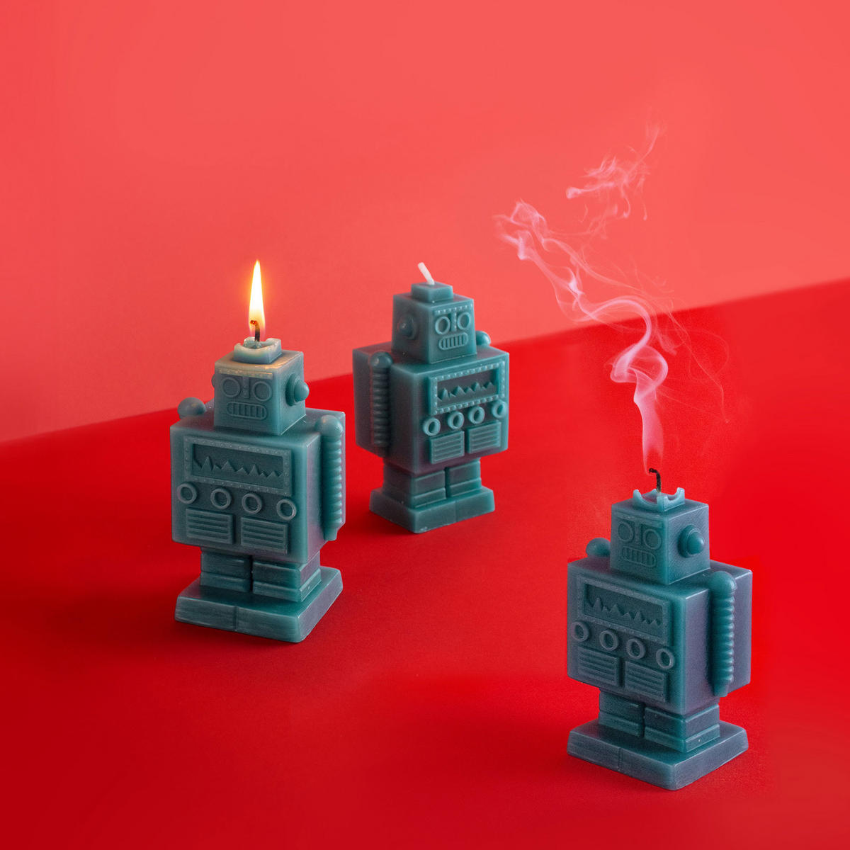 FIGURENKERZE The Robot Candle, Paraffinwachs, Grün, 13.5 cm - Grün, Paraffin (7.5/13.5/9cm) - Donkey Products