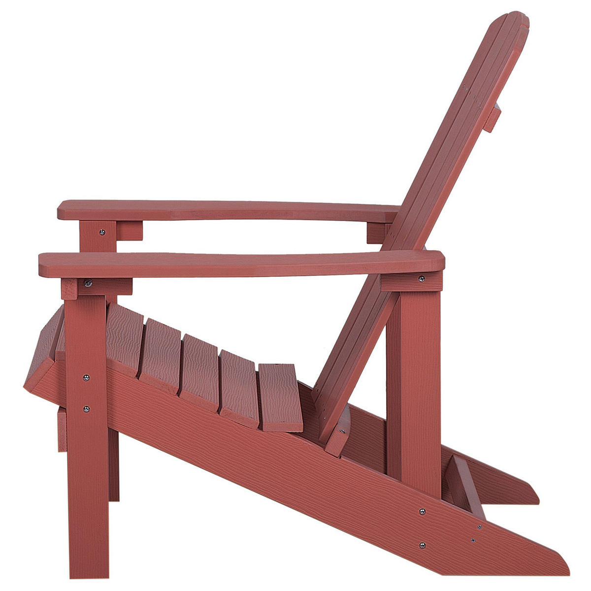 GARTENSTUHL mit Fußhocker Kunstholz rot Adirondack - Rot, Kunststoff (75/88/88cm) - Beliani
