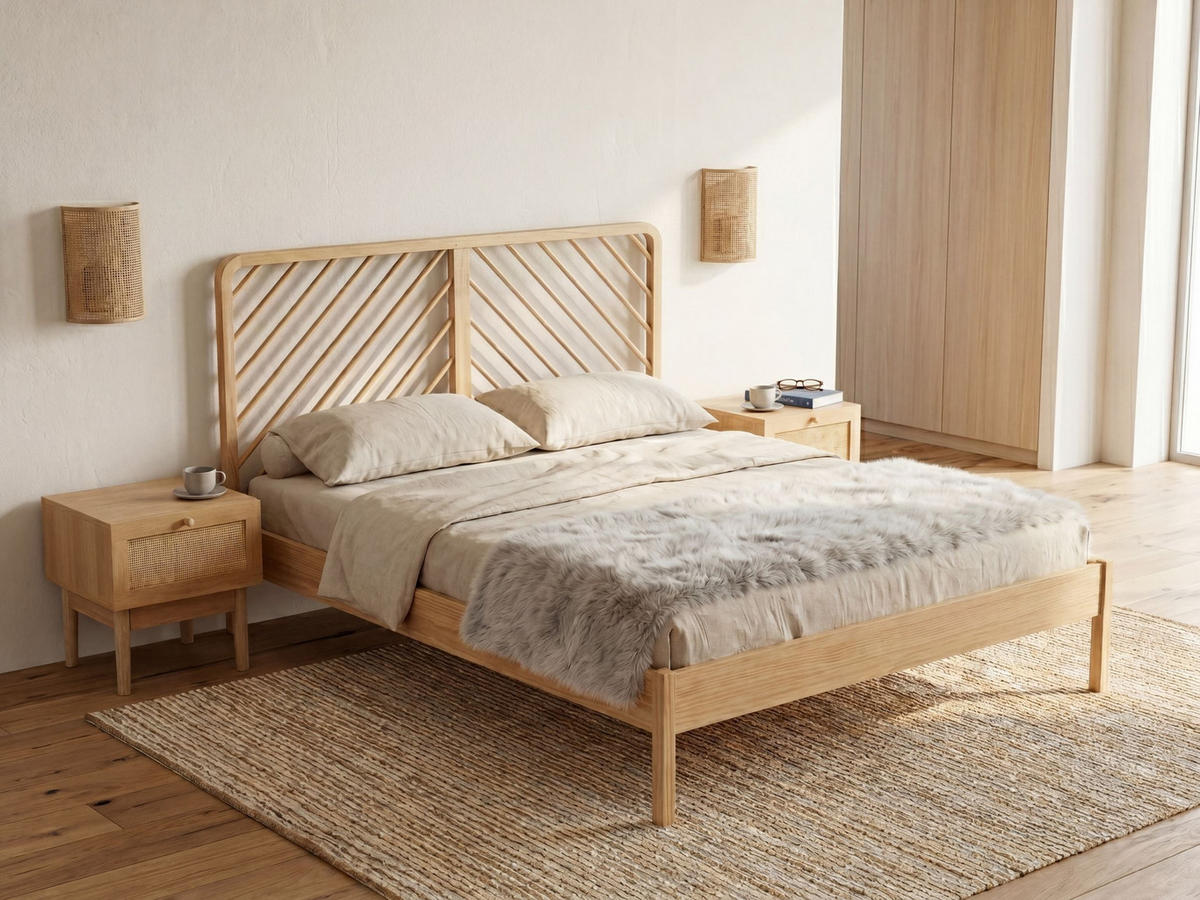 BETT mit Lattenrost 160/200 cm Kiefernholz Hellbraun Sephos - Hellbraun, Holz (160/200cm) - Beliani