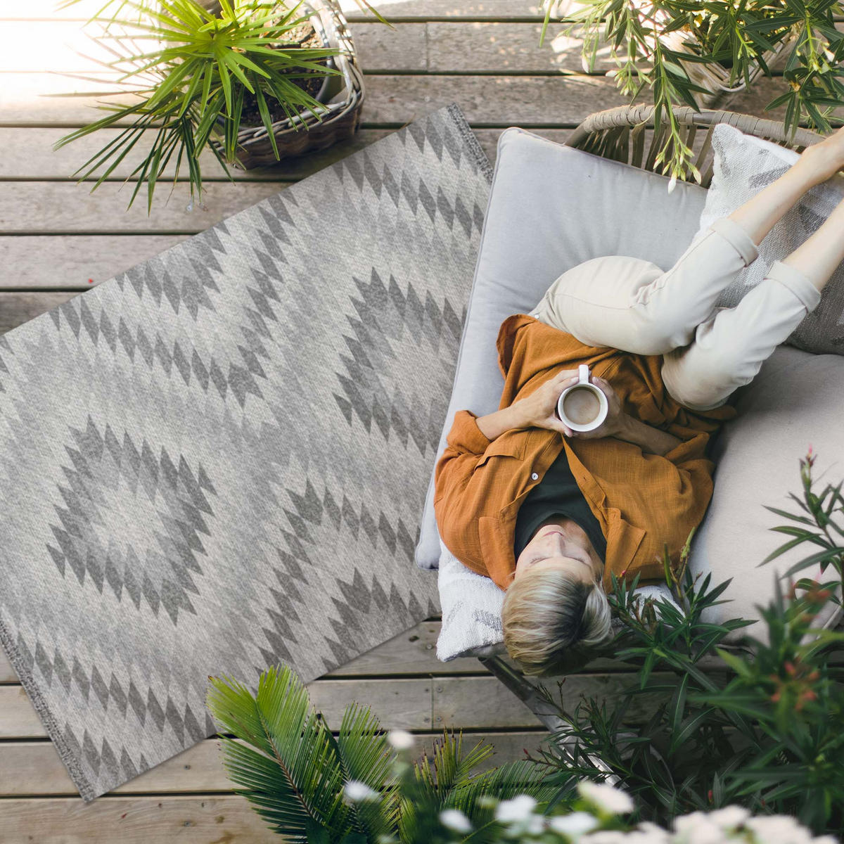 TEPPICH 150x225 cm Türkisches Dekor Stoffoptik - Hellgrau, Kunststoff (150/225cm) - Wallfluent