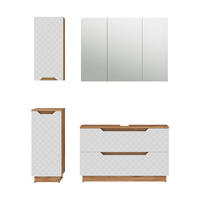 BADMÖBEL-SET Lotta Eiche/Weiß mit Kachelstruktur 4 Teile - Eichefarben/Weiß, Holzwerkstoff (99.4/62.5/32cm) - Vicco