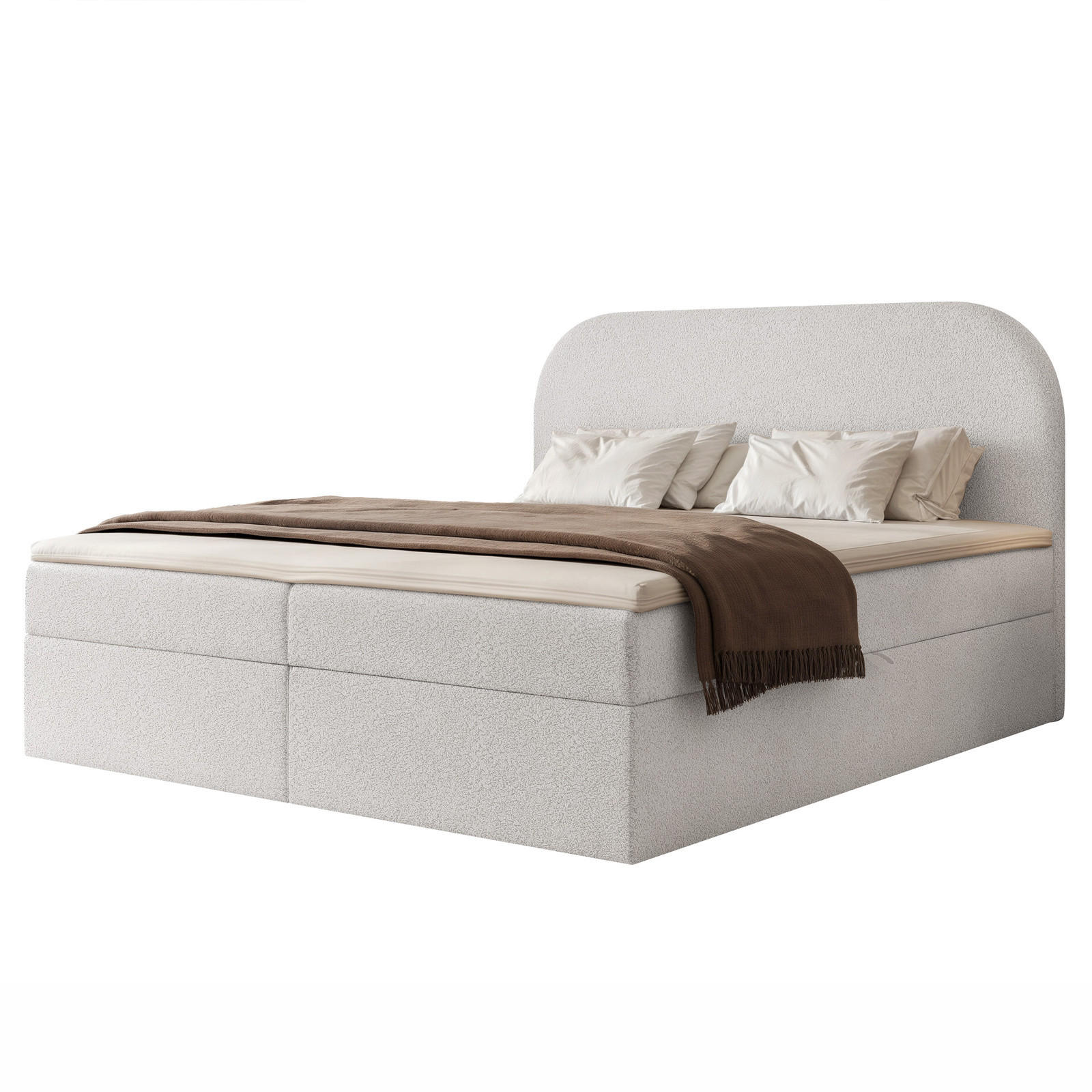 BOXBETT FUZZI 180x200 cm Hellgrau (Stoff Monte) - mit 2 Bettkästen, Bonellmatratze und weichem Kopfteil - Hellgrau, Holzwerkstoff/Textil (180/200cm) - Ravio