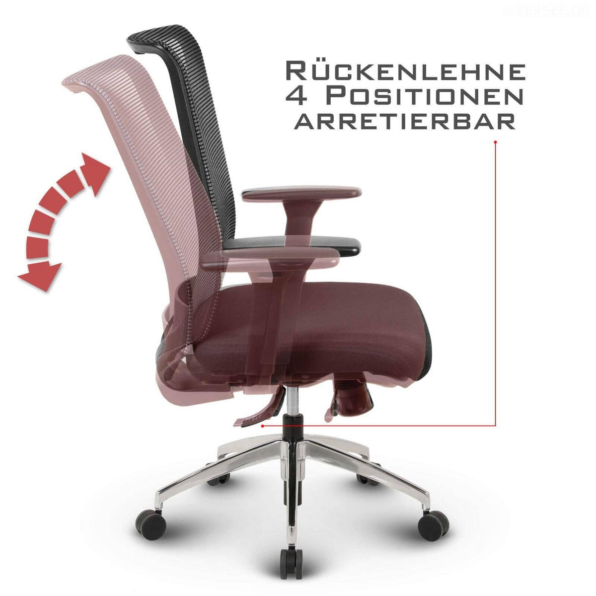 BÜROSTUHL Tanda Stoff/Mesh Schwarz - ergonomisch, 150 kg belastbar, Sitzhöhe 49-61cm - Schwarz, Kunststoff/Textil (65/102/68cm) - Versee