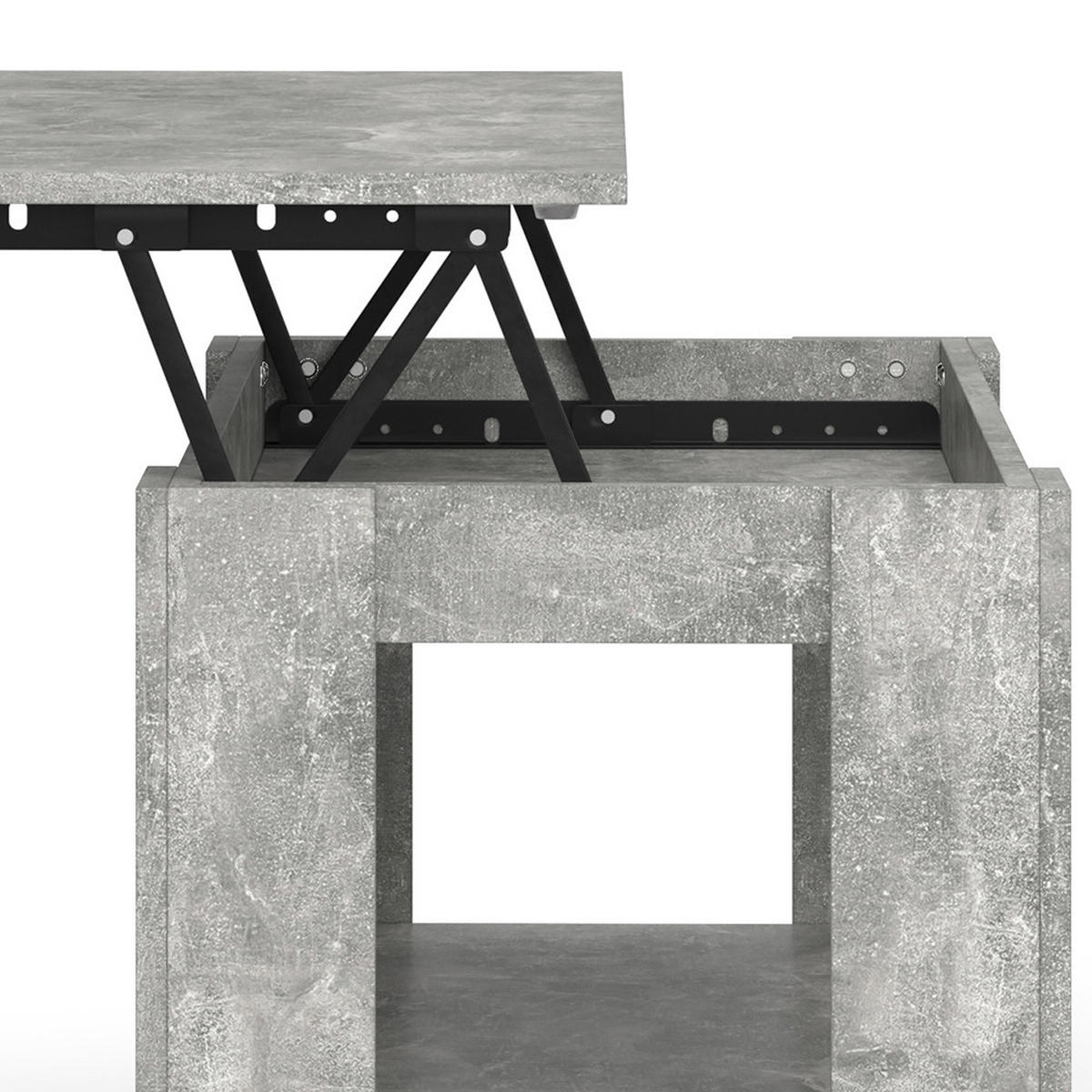 COUCHTISCH Lorenz Beton 100 x 50 cm mit Liftfunktion - Grau, Holzwerkstoff (50/100/50cm) - Vicco