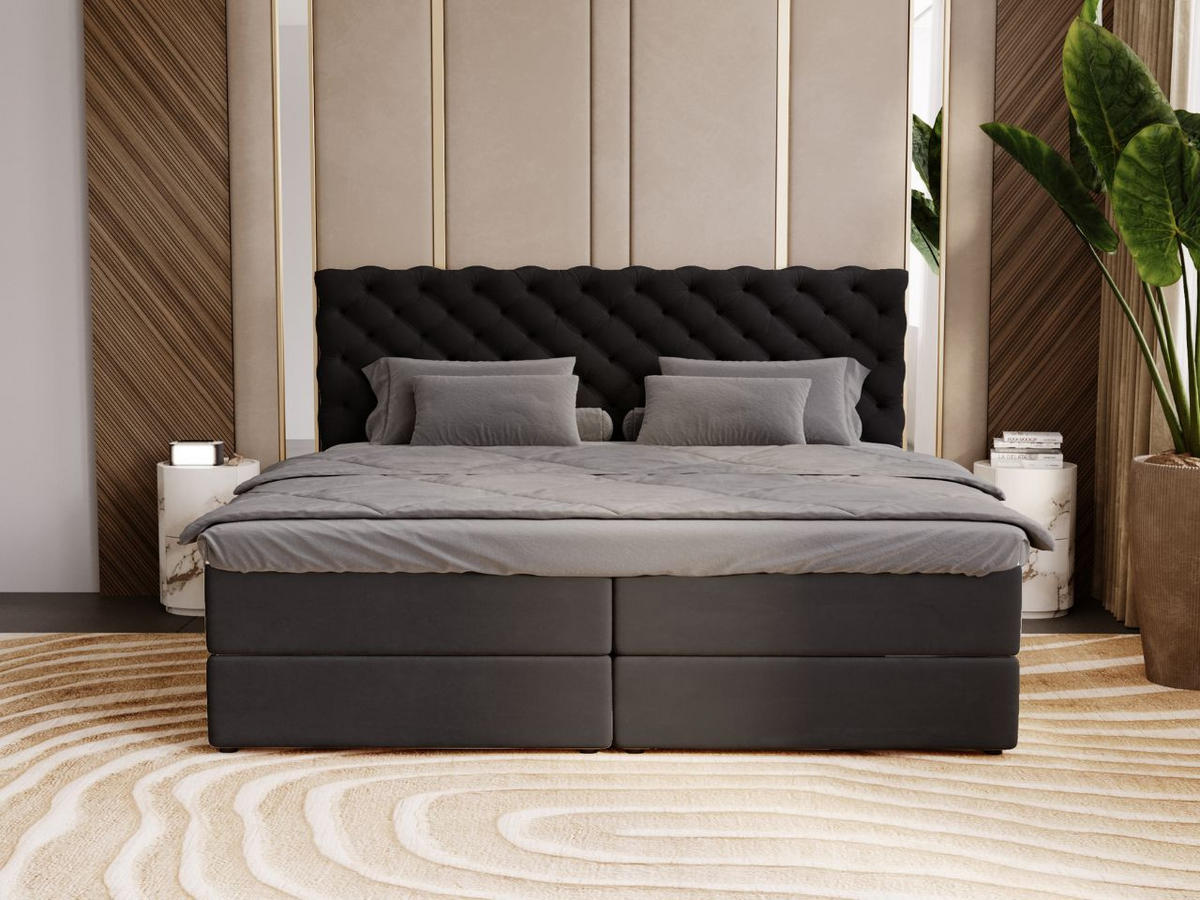 BOXBETT Bergamo 200x200 Schwarz - Schwarz, Holz/Textil (200/200cm) - Graingold