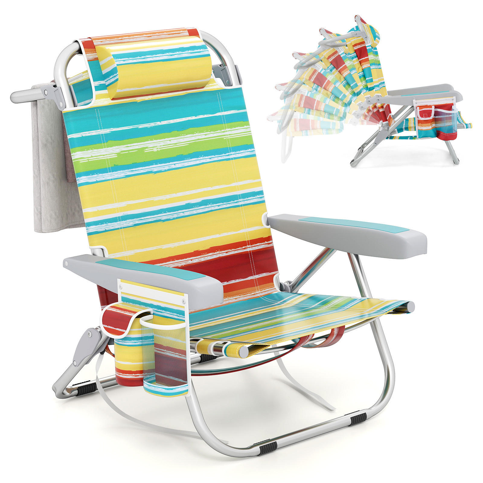STRANDSTUHL klappbar bunt - Multicolor, Metall (66/78/65cm) - COSTWAY