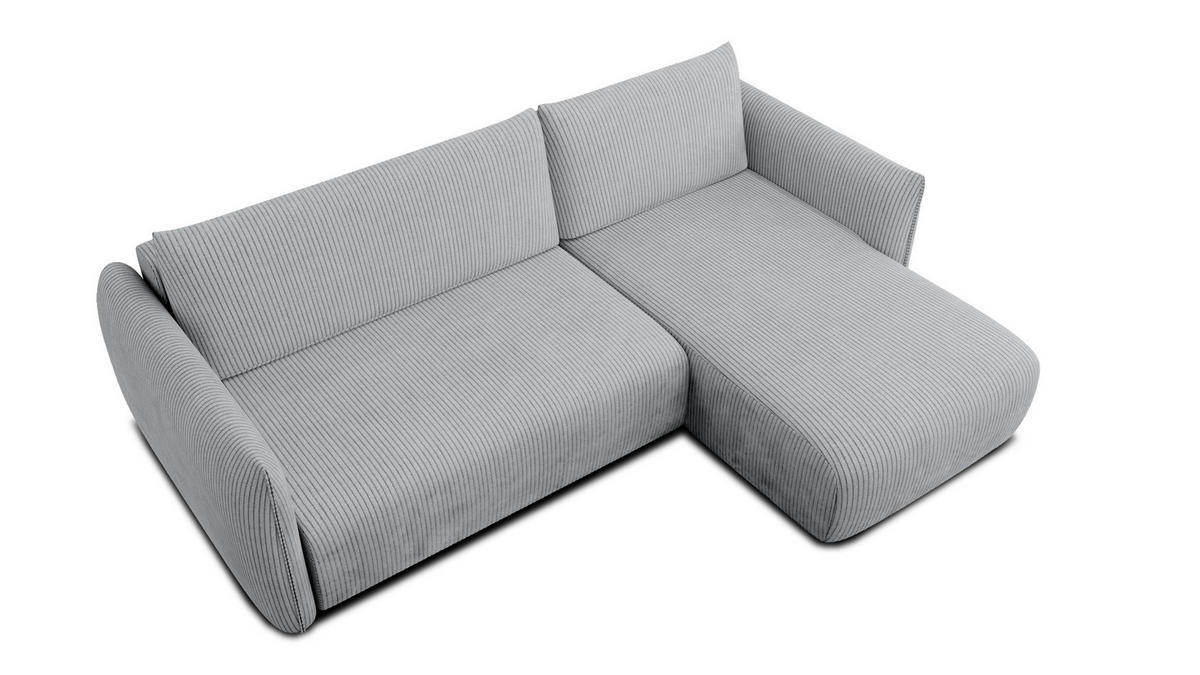 ECKSOFA TAUER 3-Sitzer links, hellgrau - Hellgrau/Schwarz, Holz/Textil (248/173cm) - Courtois Laville