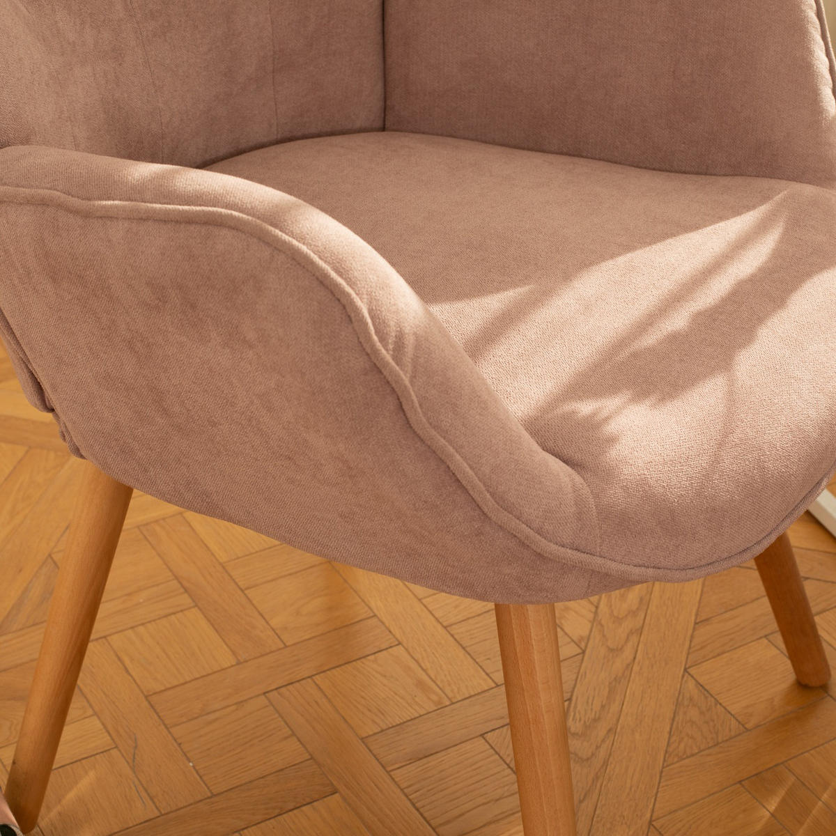 OHRENSESSEL in Webstoff, Pink - Pink, Holz/Textil (65.5/106/67.5cm) - Meubles Cosy