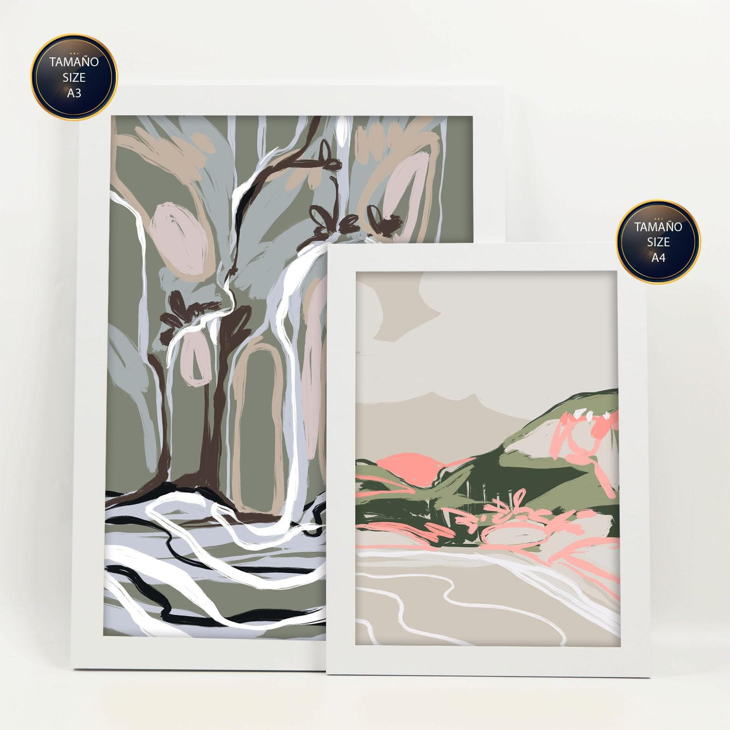 POSTER Set Mit 6 Clifton Landschaftsabstrakte Größe A3 & A4 Weißer Rahmen - Weiß, Papier (29.7/1cm) - Nacnic