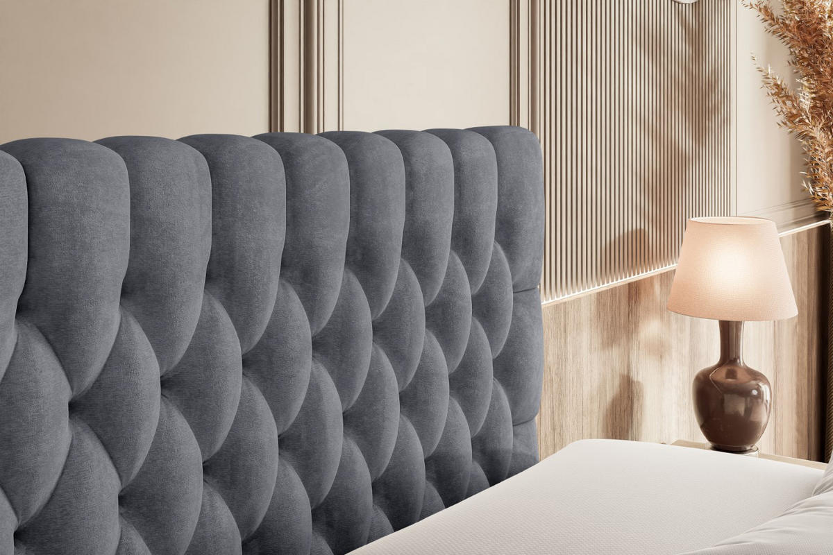 BOXSPRINGBETT SERENE KING - 140 x 200 - H3/H4 - Dunkelgrau - Dunkelgrau, Holzwerkstoff (140/200cm) - ALTDECOR