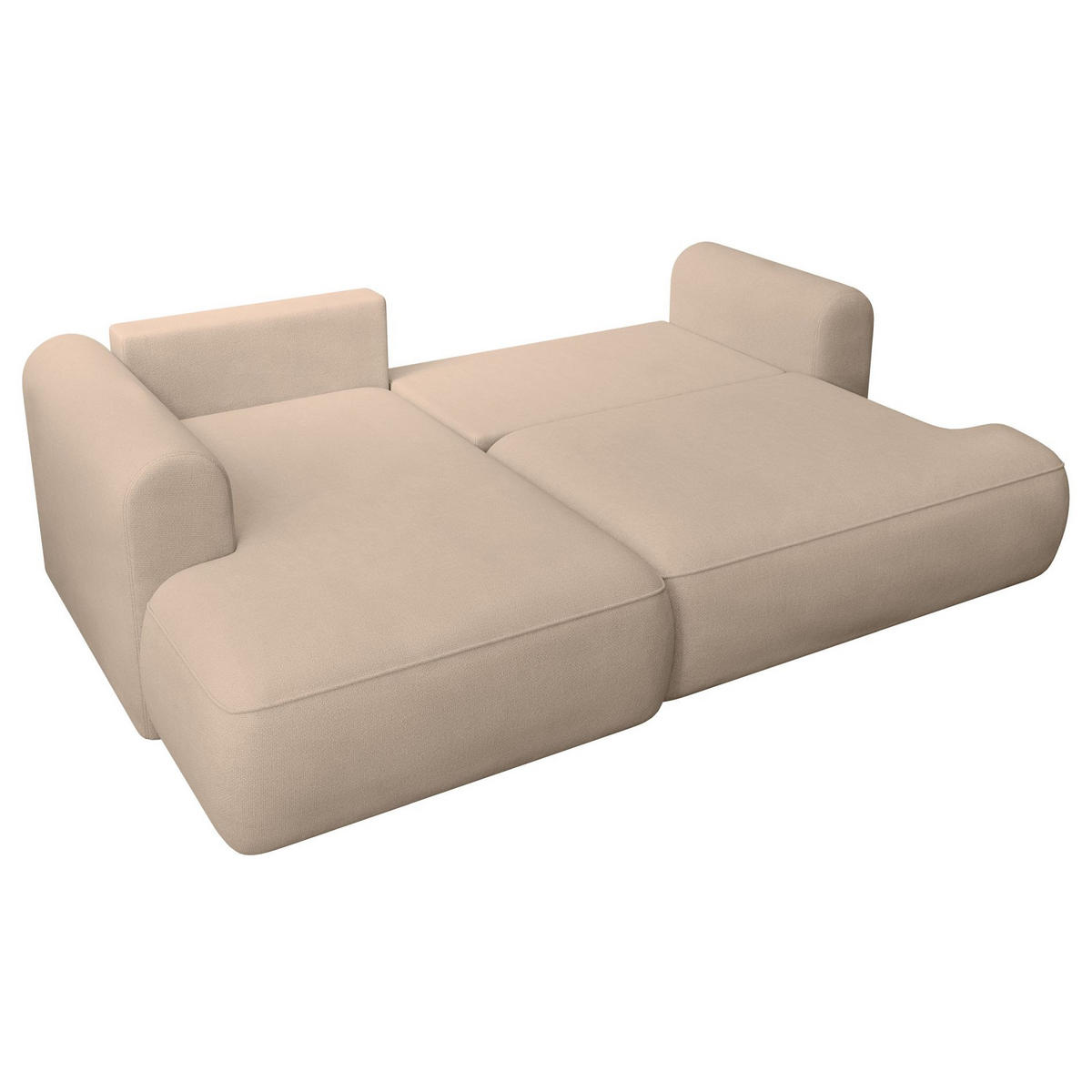 ECKSCHLAFSOFA Ovo Mini Beige Easy-Clean-Chenille-Bezug - Beige/Schwarz, Kunststoff/Textil (238/156cm) - Selsey