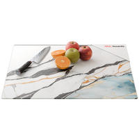 SCHNEIDEBRETT aus Glas – MARMOR, BLAU UND GOLD 60 x 52 cm - Hellgrau, Glas (60/0.4cm) - ALLboards