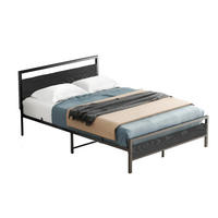 BETT 140/200 cm Schwarz Bettgestell aus Metall im Vintage-Design - Grau, Metall (140/200cm) - OKWISH