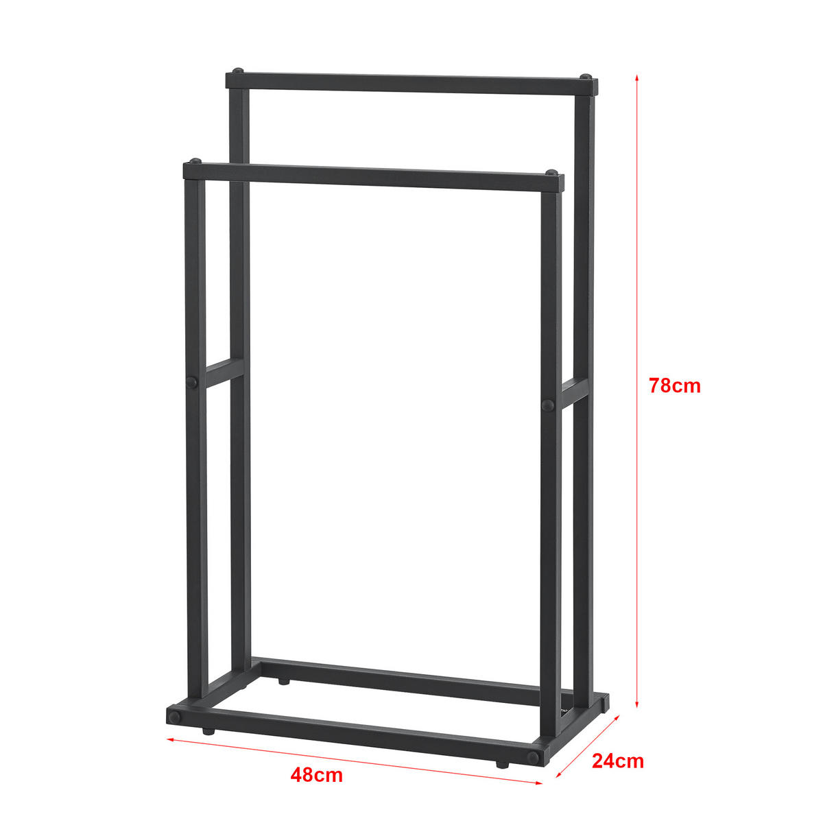 HANDTUCHSTÄNDER Omalo - Schwarz, Metall (48/78/24cm) - [en.casa]