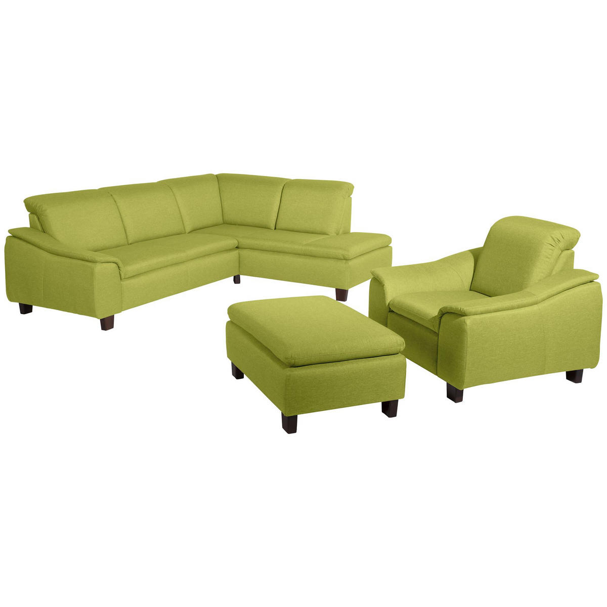 ECKSOFA mit Ottomane rechts Kaylil Flachgewebe apfel - Apfelbaumfarben, Kunststoff (187/247cm) - 58aufmkessel