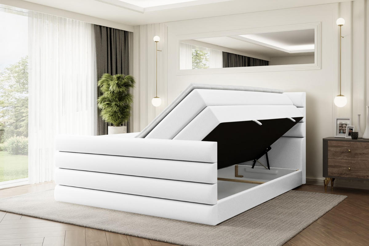BOXSPRINGBETT CELESTIA-Z KING - 120x200 - H3/H4 - Weiß Hochglanz - Weiß Hochglanz, Holzwerkstoff (120/200cm) - ALTDECOR
