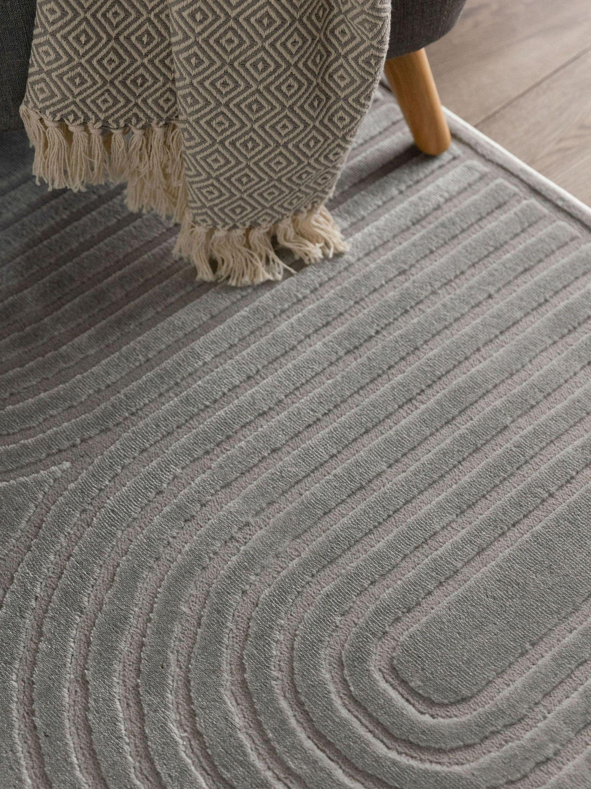 TEPPICH Claire Grau 120x170 cm - Grau, Kunststoff (120/170cm) - benuta