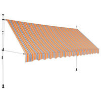 EINZIEHBARE Markise Handbetrieben 400 cm Gelb/Blau Gestreift - Multicolor, Textil (40/1/4cm) - furnicato