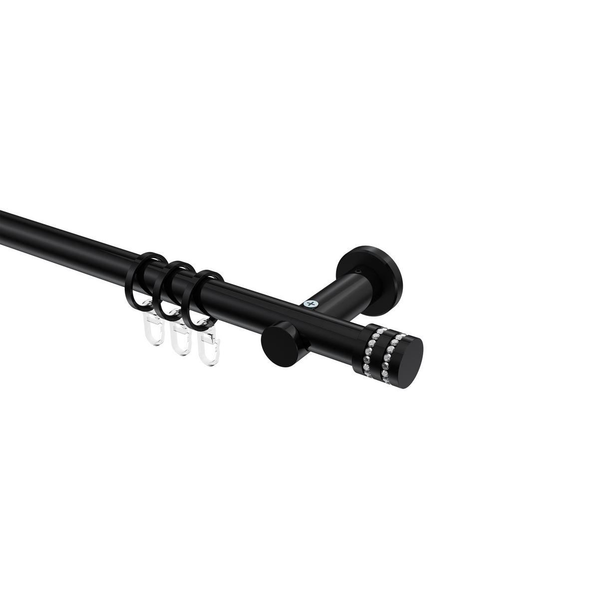 GARDINENSTANGEN-SET Platon Estana 100 cm, 1-läufig, 20 mm Ø Schwarz - Schwarz, Metall (100cm) - INTERDECO