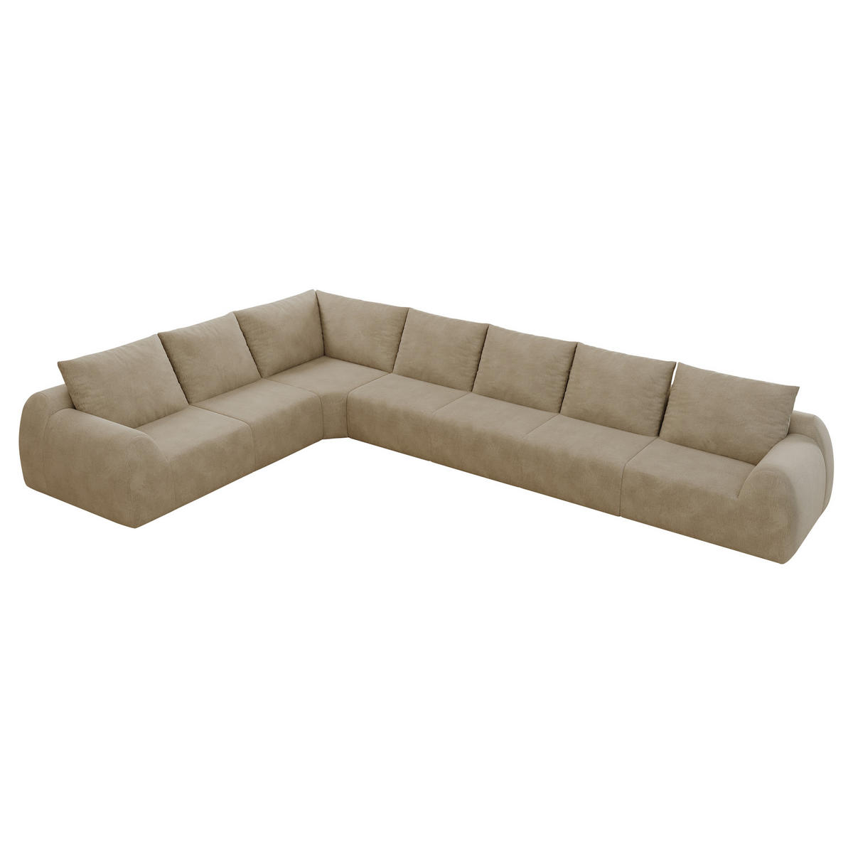 ECKSOFA 401/267/85 cm Khaki Chenille, 7-Sitzer - Sandfarben/Graubraun, Textil (401/267cm) - Oxeza