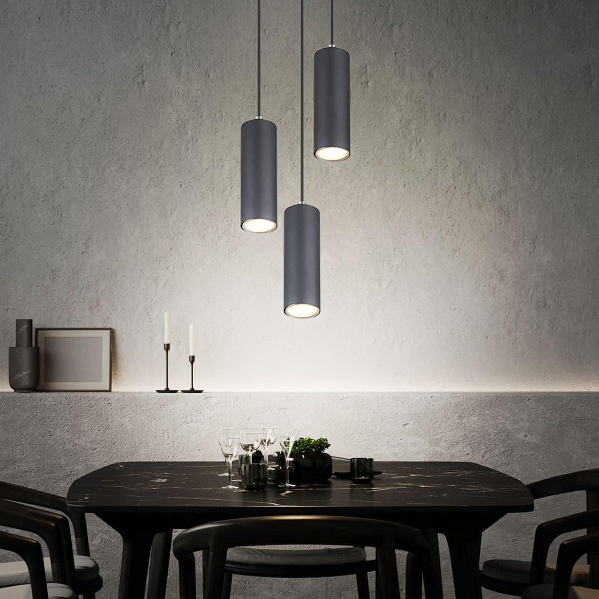 HÄNGELEUCHTE Metall Schwarz matt 2er Set - Schwarz, Metall (9/9/120cm) - Globo Lighting