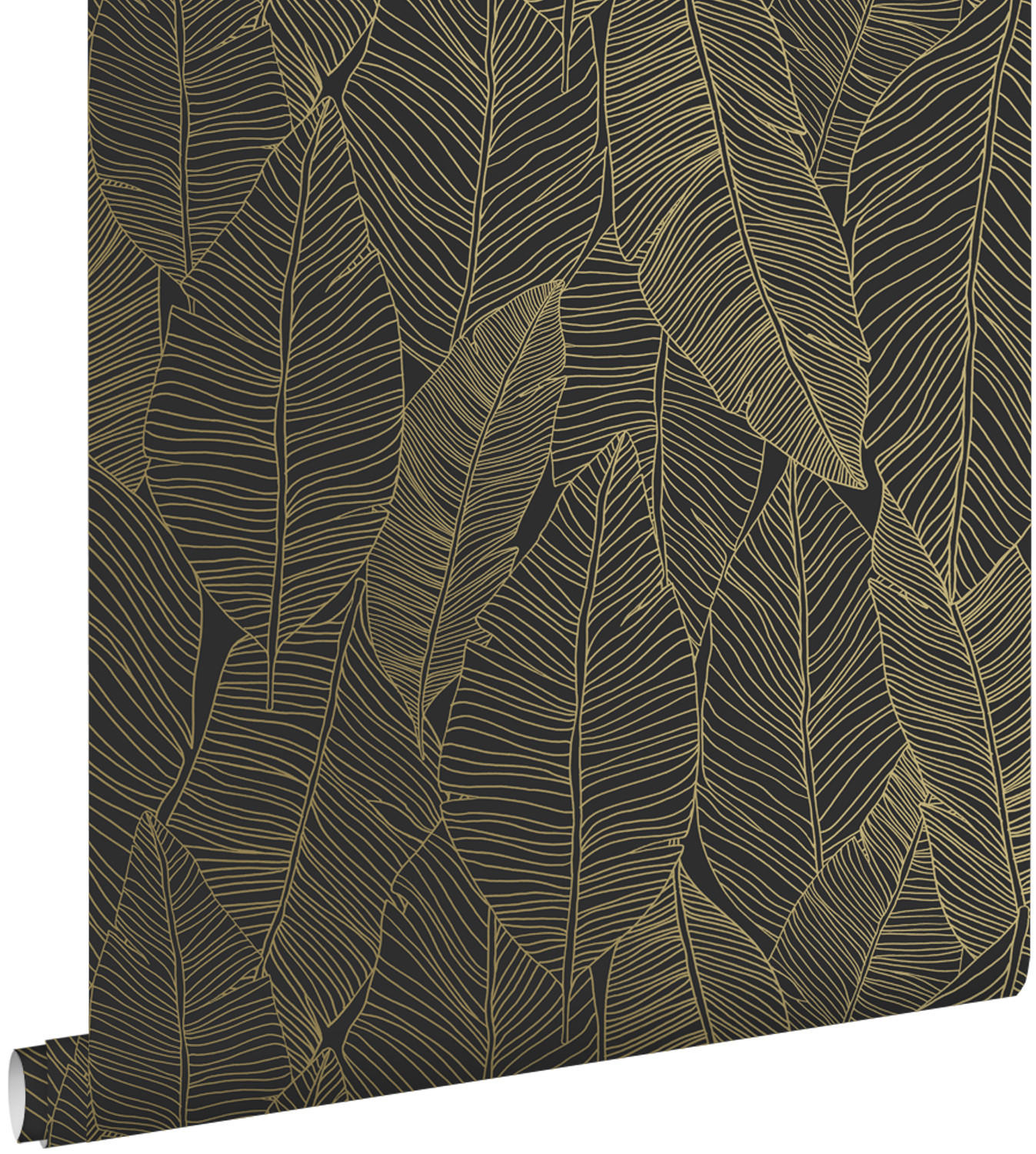 TAPETE gezeichnete Blätter 53 cm x 10.05 m - Schwarz, Papier (53/1000cm) - ESTAhome
