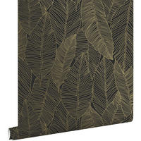 TAPETE gezeichnete Blätter 53 cm x 10.05 m - Schwarz, Papier (53/1000cm) - ESTAhome