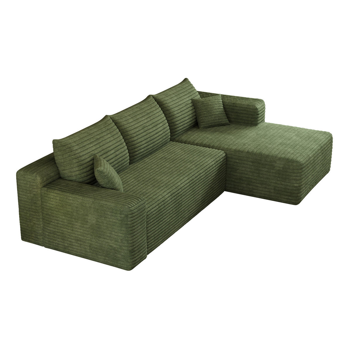 ECKSOFA 241 cm aus Stoff mit Cordbezug und Chaise Lounge Grün - Grün, Textil (151/241cm) - Modenvie